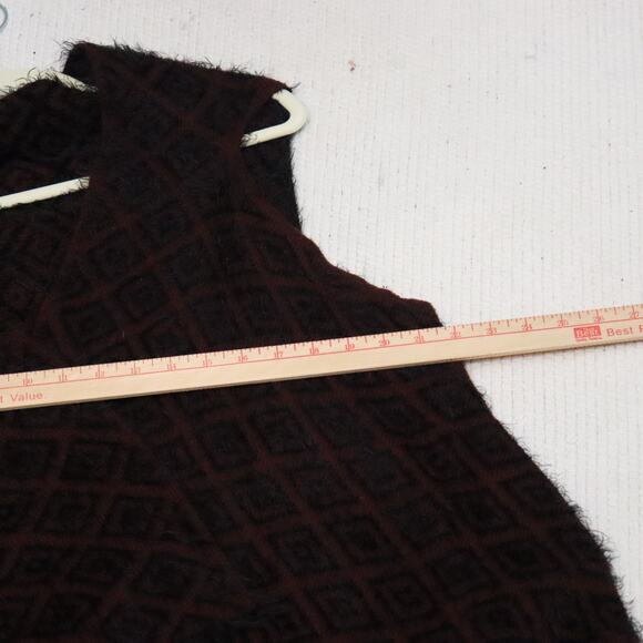 Boho Open Front Drape Vest Red Black Diamond Pattern One Size - Picture 5 of 5